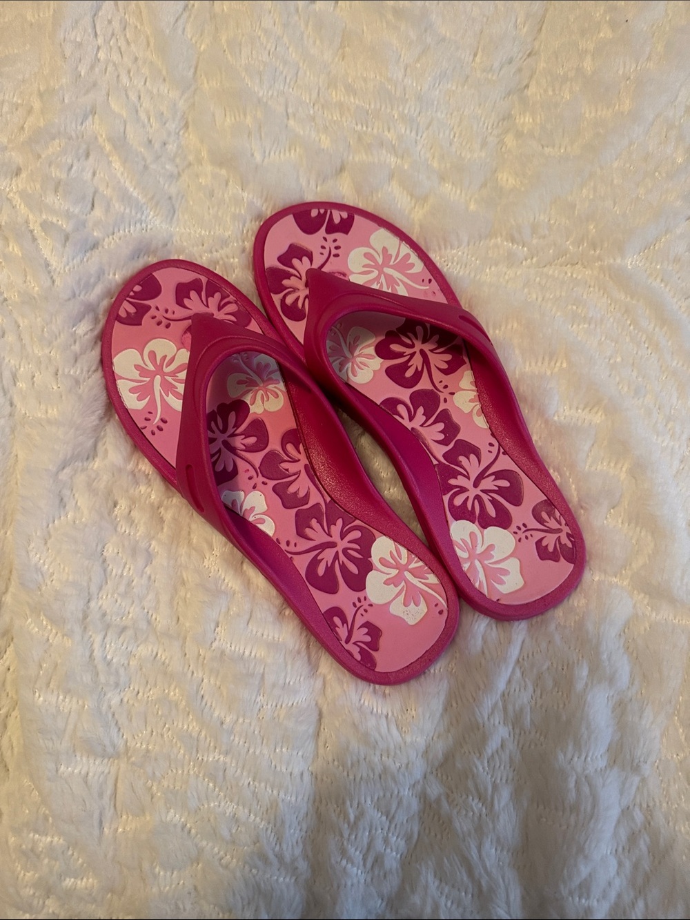 Pink Floral Pattern Flip Flops